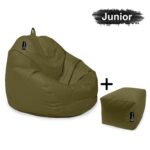 casacomfy-Pear-Junior-met-voetbankje-olijf-groen