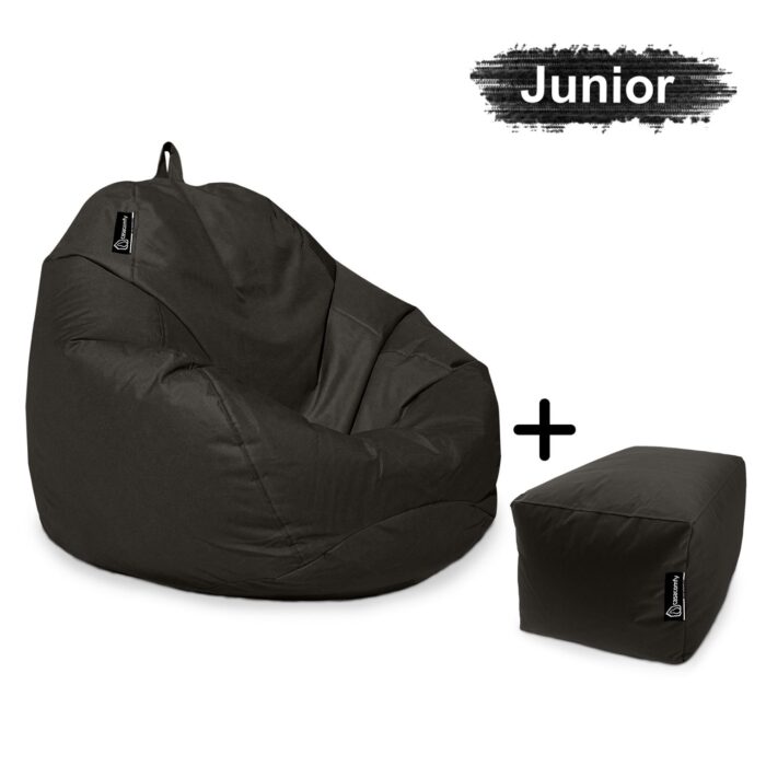 casacomfy-Pear-Junior-met-voetbankje-zwart