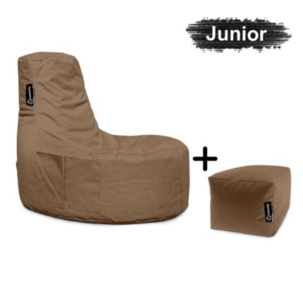 casacomfy-gamer-junior-met-voetbankje-Mokka Bruin