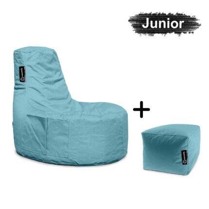 casacomfy-gamer-junior-met-voetbankje-Turquoise